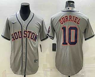 Men's Houston Astros #10 Yuli Gurriel Grey With Patch Stitched MLB Cool Base Nike Jersey,We sell and wholesale Men's Houston Astros #10 Yuli Gurriel Grey With Patch Stitched MLB Cool Base Nike Jersey on line form chian!